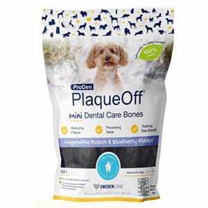 Plaqueoff Mini Dental Bones Vegetabilsk blåbær 340g