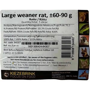 Fryste Large Weaner Rats +/- 60-90gr 5pk