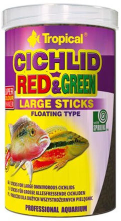 Tropical Cichlid Red & Green Large Sticks 1000ml/300g