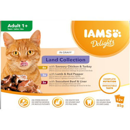 Iams Cat Delights Adult Land Gravy, 12x85 g