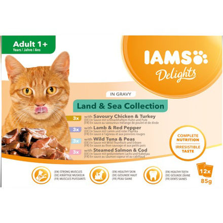Iams Cat Delights Adult Land & Sea Gravy, 12x85 g
