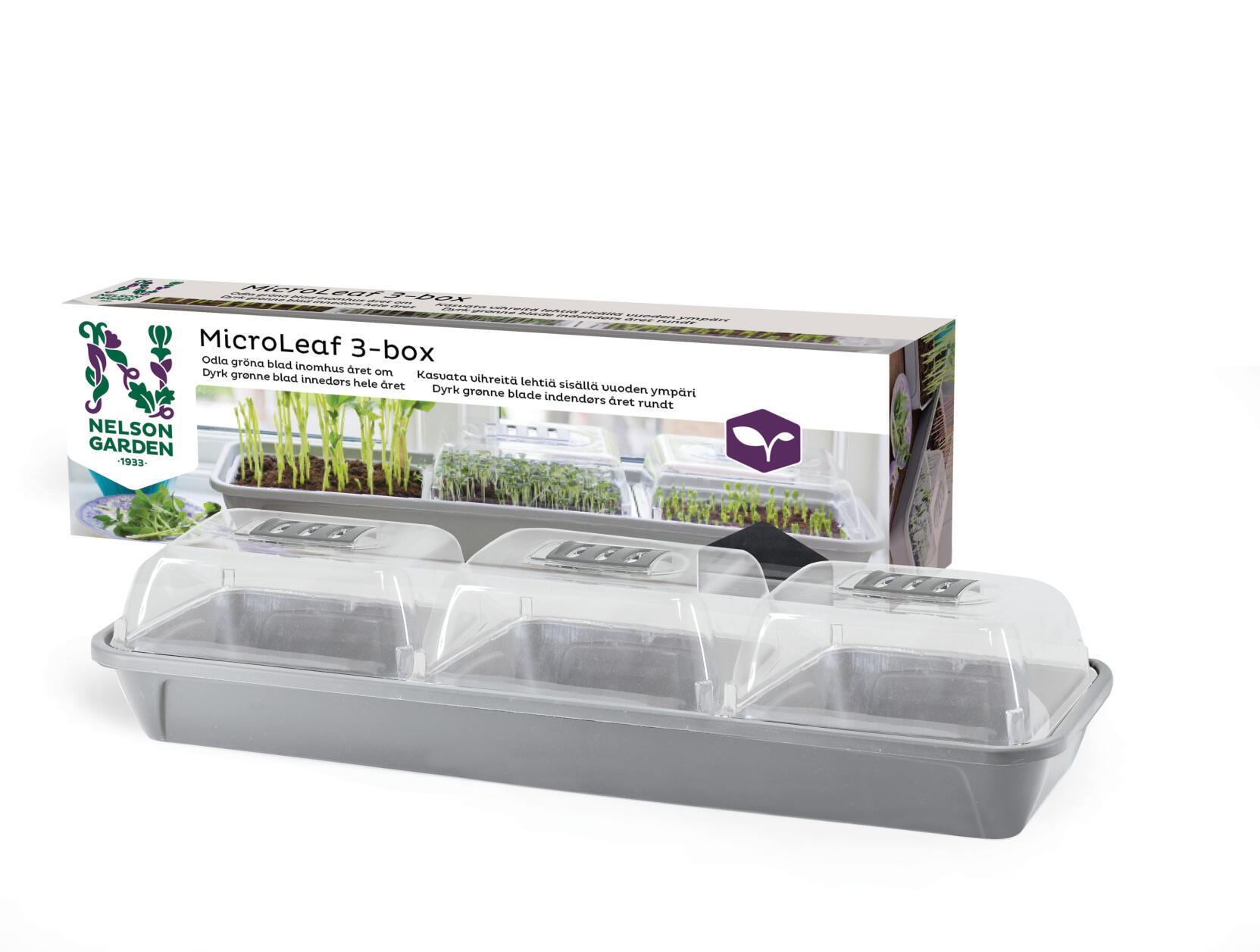 Minidrivhus Micro Leaf 3-Boks Nelson Garden